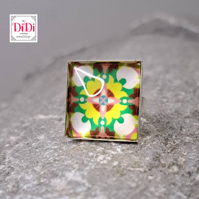 Δαχτυλίδι brass, tiles collection, 5 (ασημί)