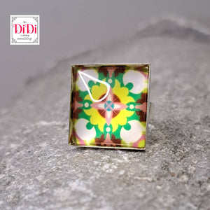 Δαχτυλίδι brass, tiles collection, 5 (ασημί)