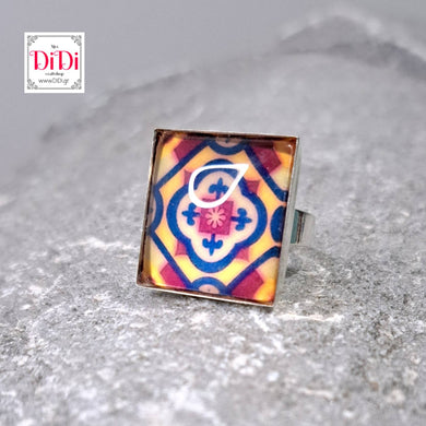 Δαχτυλίδι brass, tiles collection, 6 (ασημί)