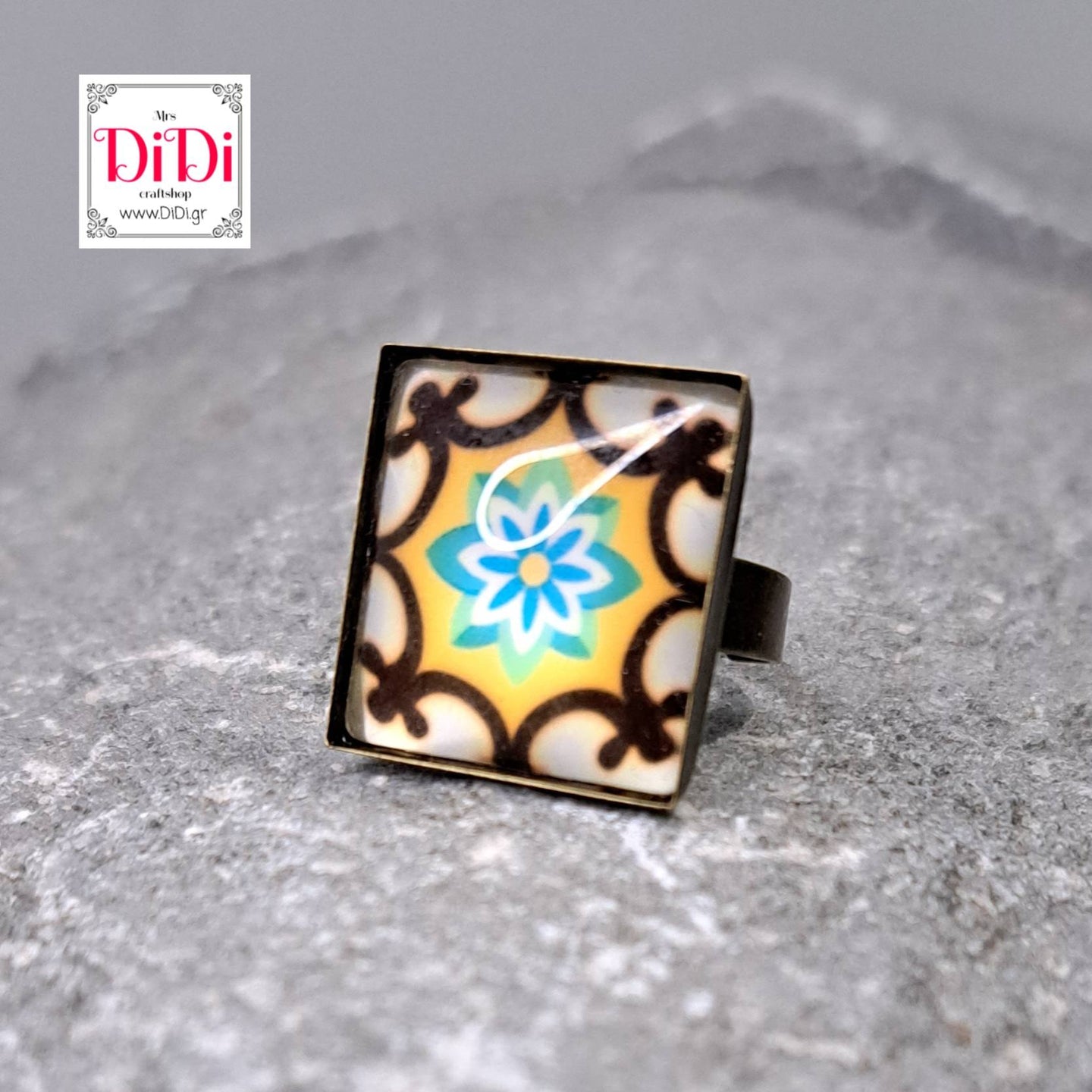 Δαχτυλίδι brass, tiles collection, 3 (bronze)