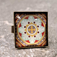Φόρτωσε την φωτογραφία στο Gallery viewer, Δαχτυλίδι brass, tiles collection, 7 (bronze)