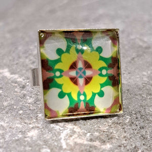 Δαχτυλίδι brass, tiles collection, 5 (ασημί)