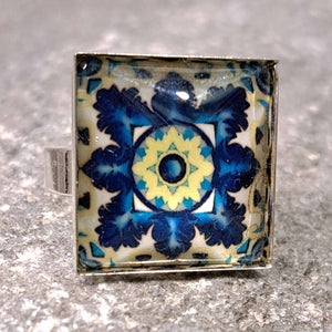 Δαχτυλίδι brass, tiles collection, 10 (ασημί)