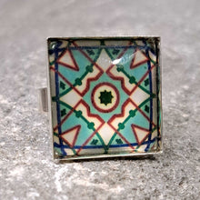 Φόρτωσε την φωτογραφία στο Gallery viewer, Δαχτυλίδι brass, tiles collection, 9 (ασημί)