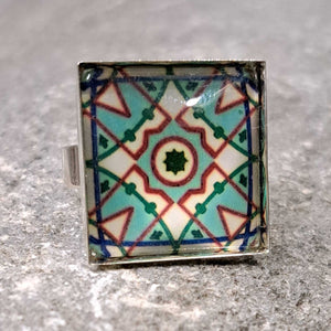 Δαχτυλίδι brass, tiles collection, 9 (ασημί)