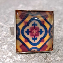 Φόρτωσε την φωτογραφία στο Gallery viewer, Δαχτυλίδι brass, tiles collection, 6 (ασημί)