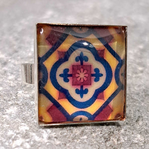 Δαχτυλίδι brass, tiles collection, 6 (ασημί)