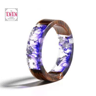 Δαχτυλίδι ακριλικό, εφέ ξύλου no5