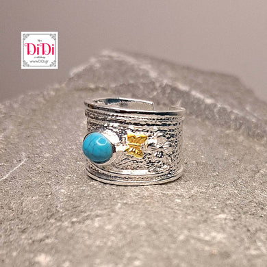 Δαχτυλίδι zinc alloy, ασημί με μπλε πέτρα