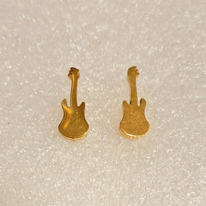 Ατσάλινα σκουλαρίκια κιθάρες, κίτρινο χρυσό