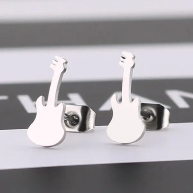 Ατσάλινα σκουλαρίκια κιθάρες, ασημί