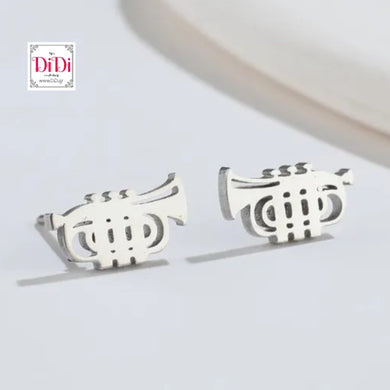 Ατσάλινα σκουλαρίκια τρομπέτες, ασημί