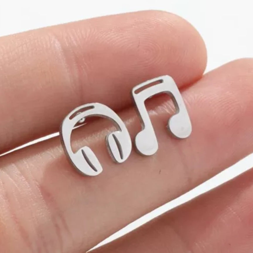 Ατσάλινα σκουλαρίκια ακουστικά, ασημί