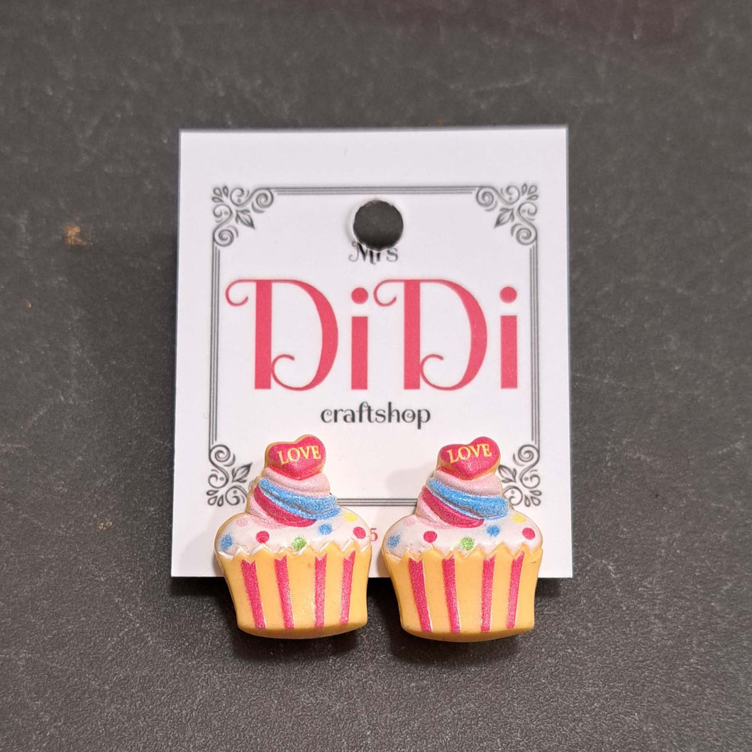 Σκουλαρίκια παιδικά κλιπς, cupcake