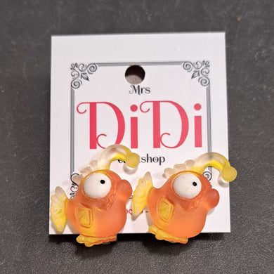 Σκουλαρίκια παιδικά κλιπς, ψάρια πορτοκαλί