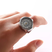 Φόρτωσε την φωτογραφία στο Gallery viewer, Δαχτυλίδι ρολόι ασημί με στρογγυλό, λευκό καντράν, WR2303