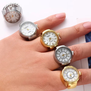 Δαχτυλίδι ρολόι χρυσαφί με στρογγυλό, λευκό καντράν, WR2306