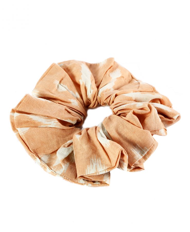 Λαστιχάκι μαλλιών Scrunchy, λάστιχο πορτοκαλί ανοιχτό