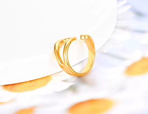 Ατσάλινο δαχτυλίδι ακανόνιστο σχήμα, σε κίτρινο χρυσό