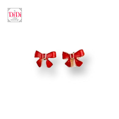 Σκουλαρίκια χριστουγεννιάτικα καρφάκι φιογκάκια κόκκινα