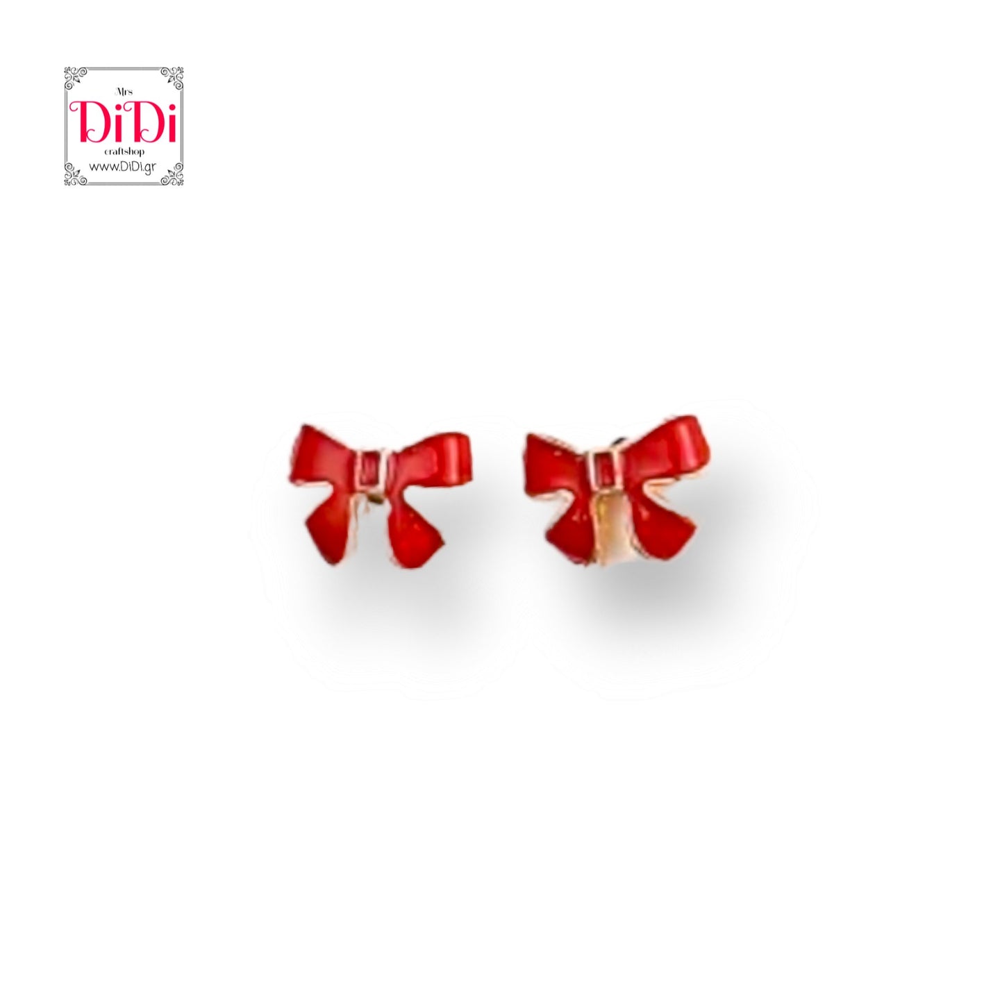 Σκουλαρίκια χριστουγεννιάτικα καρφάκι φιογκάκια κόκκινα