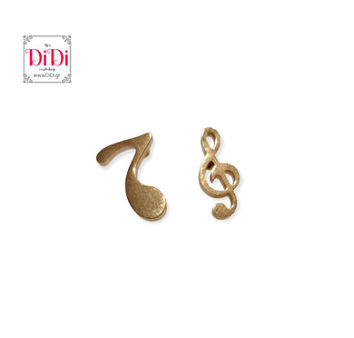 Ατσάλινα σκουλαρίκια νότες, κίτρινο χρυσό