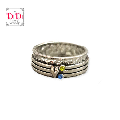 Δαχτυλίδι zinc alloy, ασημί με καρδιά και πέτρα