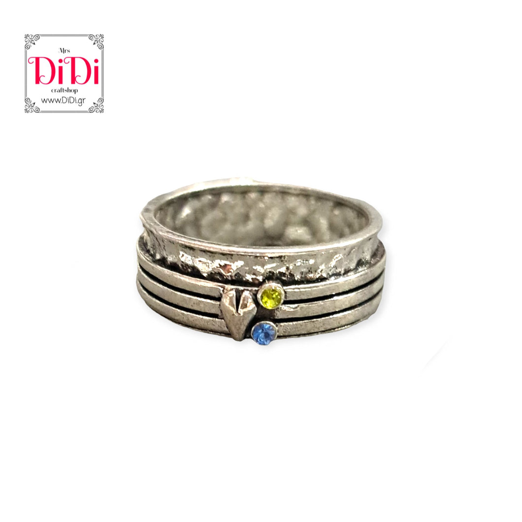 Δαχτυλίδι zinc alloy, ασημί με καρδιά και πέτρα