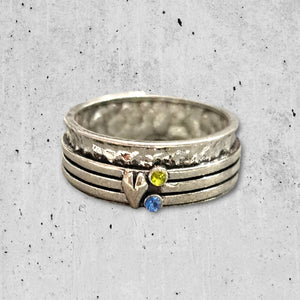 Δαχτυλίδι zinc alloy, ασημί με καρδιά και πέτρα