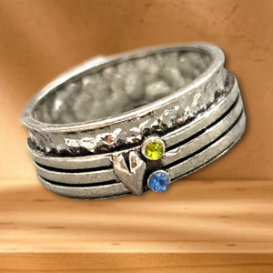 Δαχτυλίδι zinc alloy, ασημί με καρδιά και πέτρα
