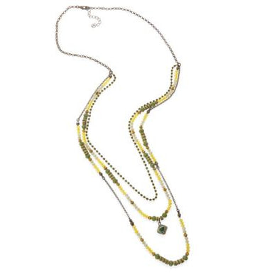Κολιέ μακρύ πολύσειρο κίτρινο λαδί