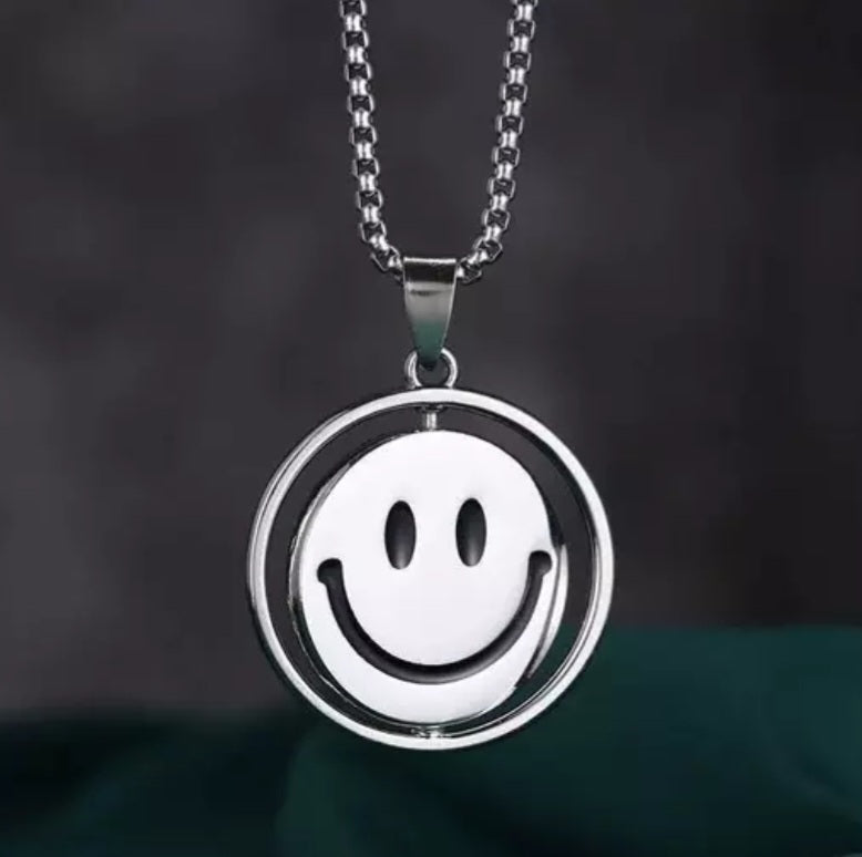 Ατσαλινο, ανδρικό κολιέ emojil διπλής όψης