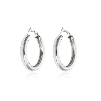 Σκουλαρίκια κρίκοι μεσαίοι 5cm, ασημί απόχρωση