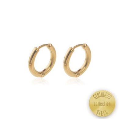 Ατσάλινα σκουλαρίκια κρίκοι στρογγυλεμένοι, σε χρυσό διαμέτρου 1,2cm