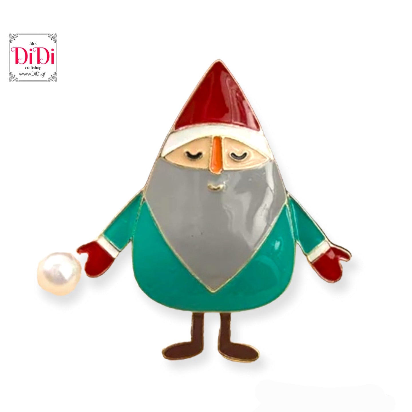 Καρφίτσα Χριστουγεννιάτικη - Αη Βασίλης πετρόλ